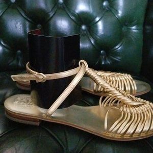 Brushed Gold Nappa leather  sandals (worn once)